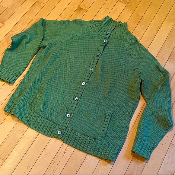Lands' End Sweaters Lands End Womens Grass Green Cardigan Button Up Sweater Xl 82 Poshmark